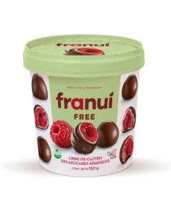Frambuesas bañadas FREE SIN AZUCAR SIN LACTOSA Y SIN GLUTEN - FRANUI (150gr)